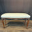 Antique French Louis XV Carved Walnut Bench with New Linen Upholstery