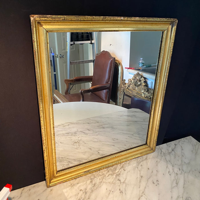 Antique French Lemon Gold Gilt Rectangular Wall Mirror