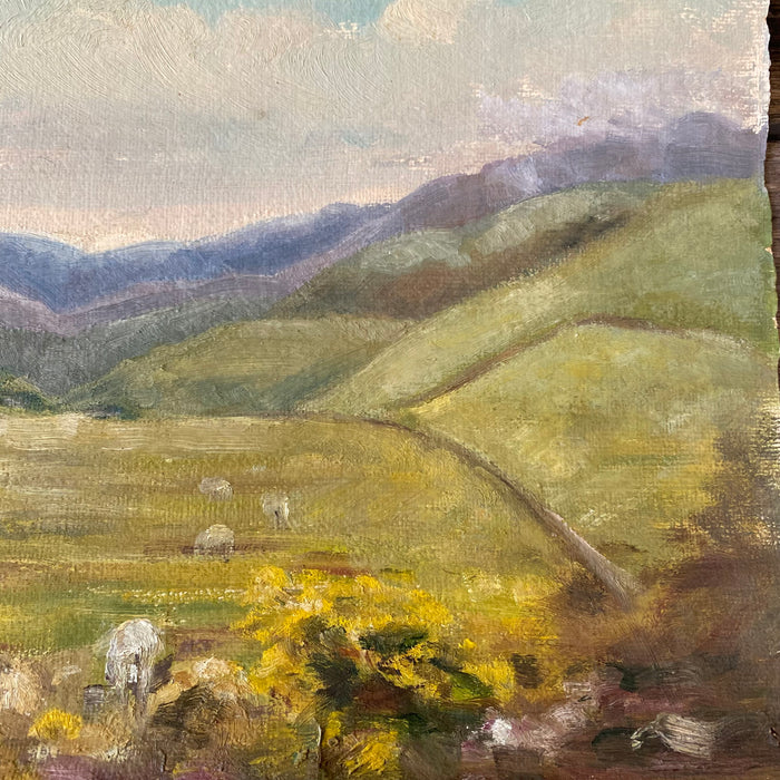 Bernard Harper Wiles (1883-1966) UK - Oil Painting of Sheep in a Valley