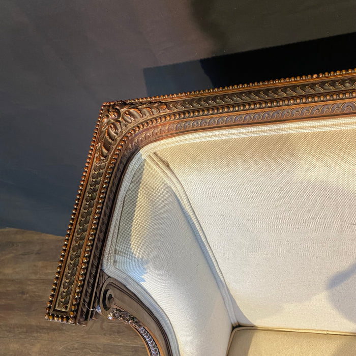 French Louis XVI Armchair or Bergère à la Reine Chair 19th Century Exceptional Carving