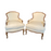 Pair of French Walnut Louis XV Armchairs or Bergere Chairs 19th Century