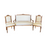 French Louis XVI Walnut Parlor Suite Set: Sofa, Loveseat or Settee with a Pair of Carved Side Chairs