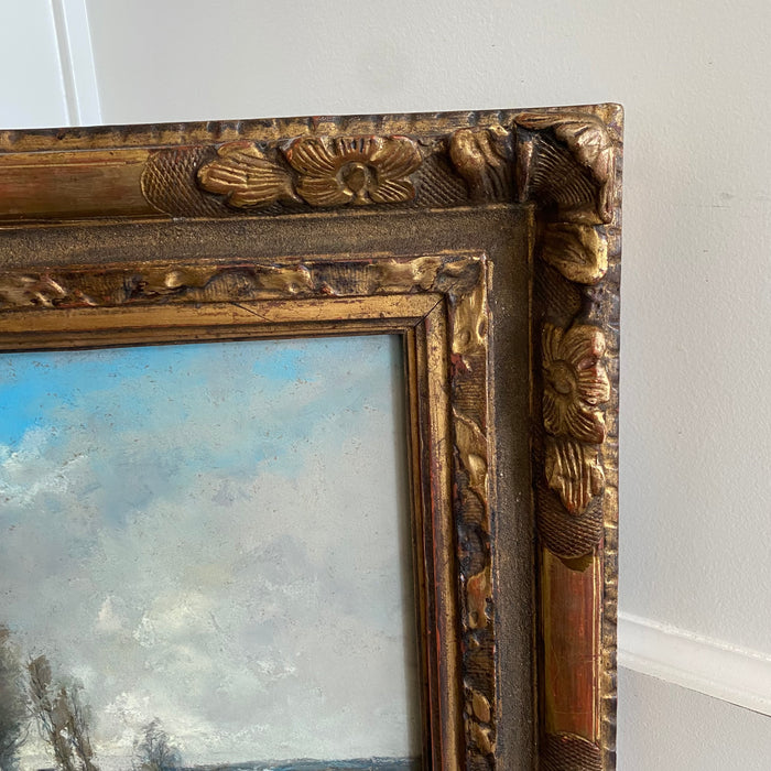 Antique French Painting: Impressionist Landscape from Paris