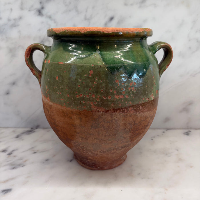 French Confit Pot with Green Glaze from the 19th Century #9071