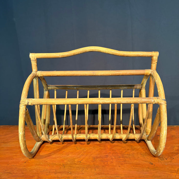 Antique Bent Rattan Cane Magazine Rack
