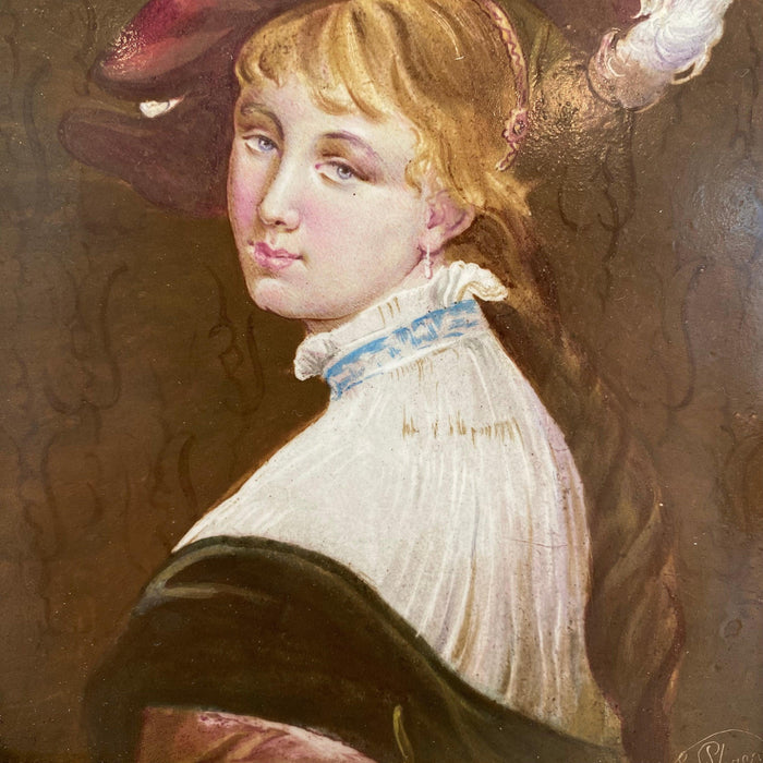 French Artwork: Aristocratic Woman in Superb 19th Century French Lemon The Art of Antiquing French Artwork: Aristocratic Woman in Superb 19th Century French Lemon The Art of Antiquing
