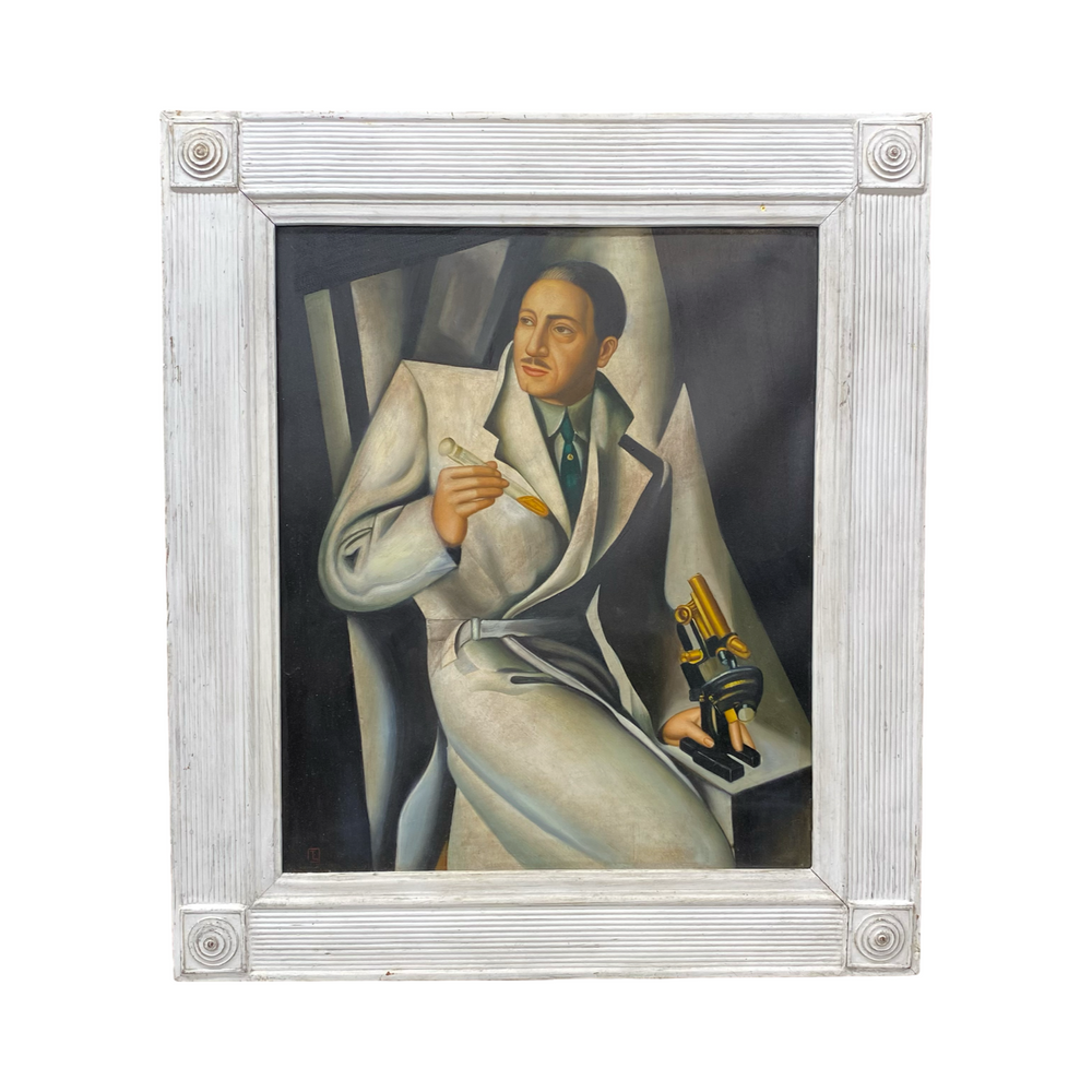 Original Oil Painting on Canvas Portrait of Dr. Boucard after Tamara de Lempicka (1898-1980)