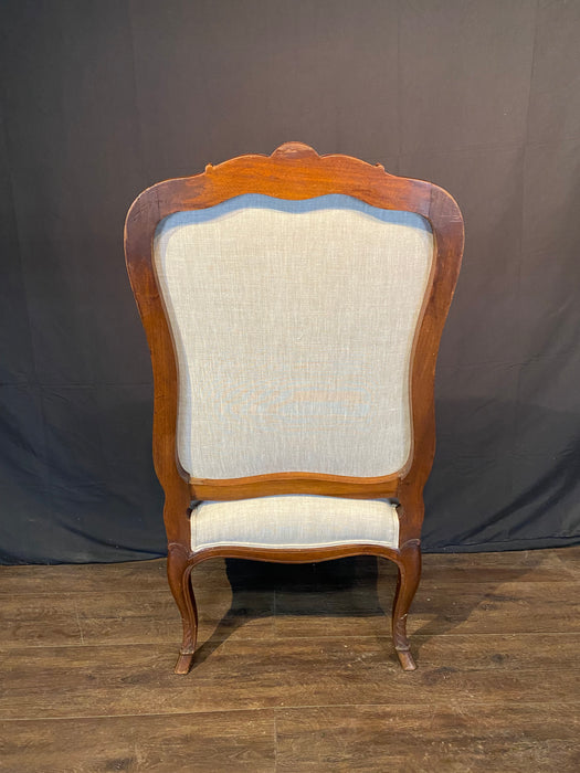 Antique French Pair Louis XV Armchairs or Fauteuils with Fine Carving and New Upholstery