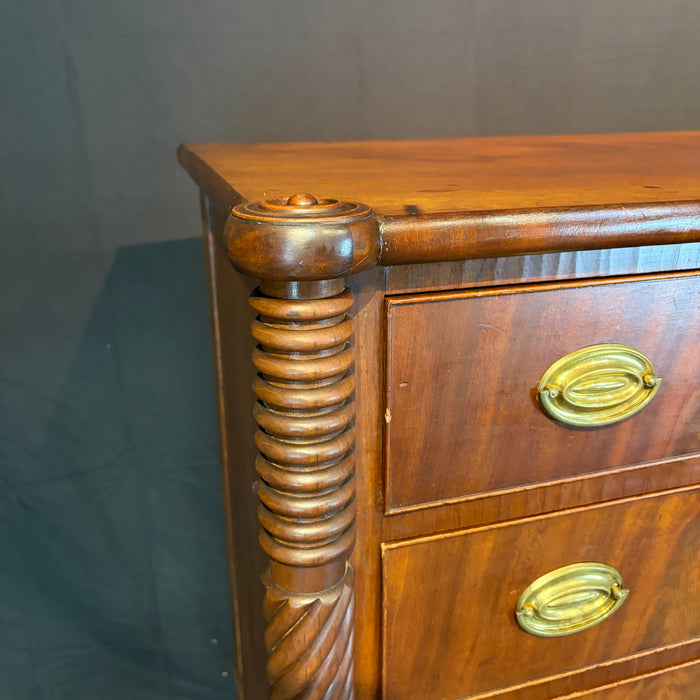 Antique Sheraton Mahogany Cookie Corner Four Drawer Chest