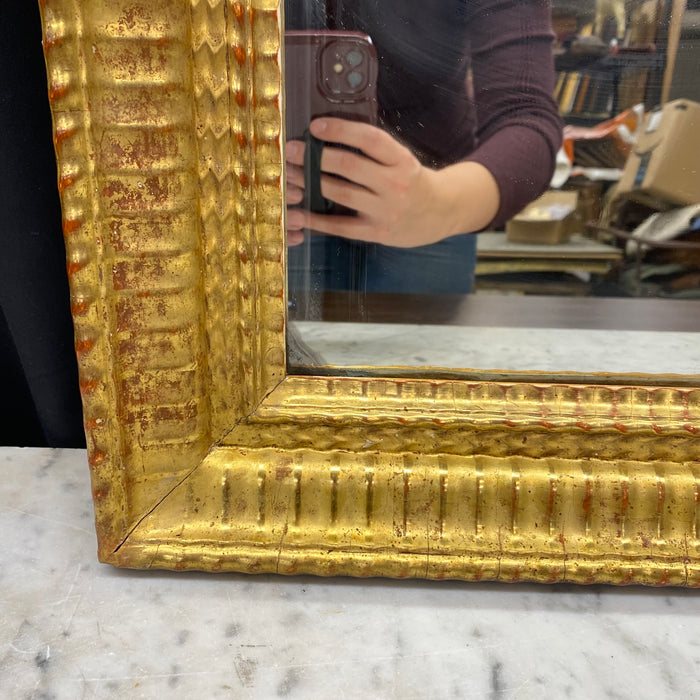 18th Century French Carved Giltwood Wall Mirror with Original Gold Leaf Paint