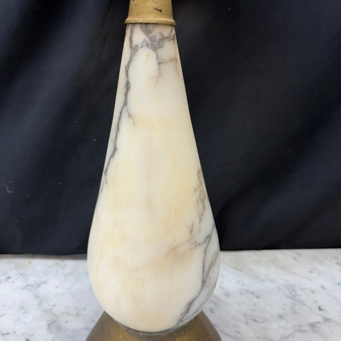 Italian Mid-Century Alabaster Teardrop Table Lamp with Gilt Metal Collar and Base