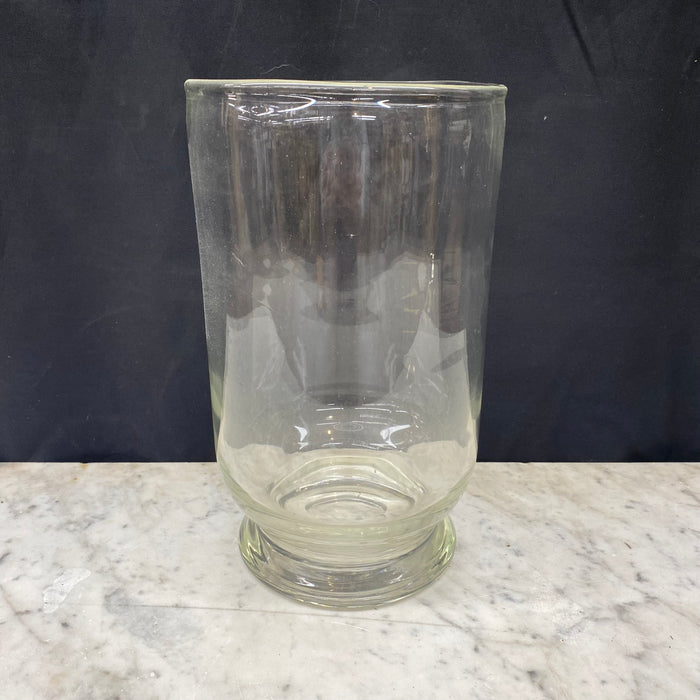 Hand-Blown Clear Glass Hurricane Vase, Footed Candle Holder and Centerpiece