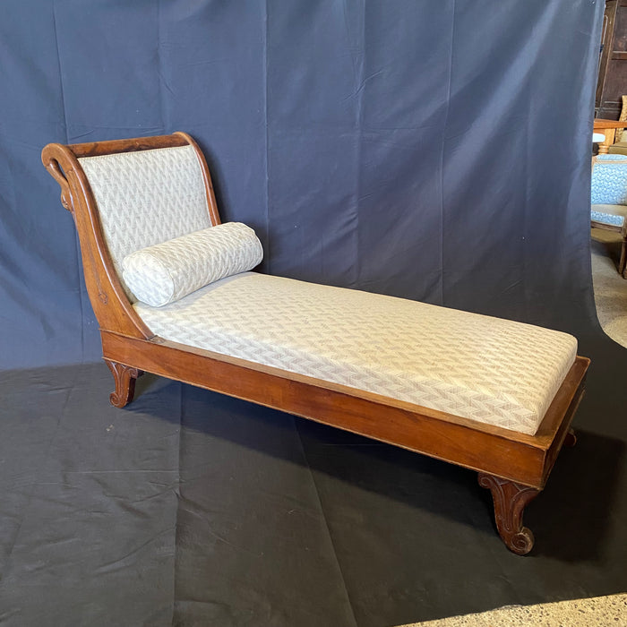 French Antique Swan Neck Recamier Chaise Lounge Sofa