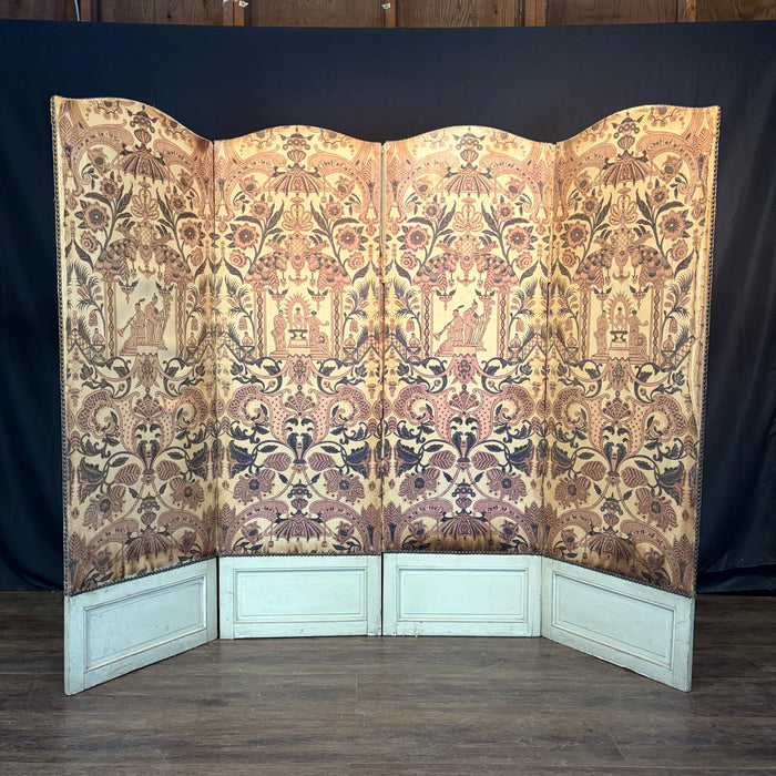 Antique French Rococo Revival Folding Screen or Room Divider with Chinoiserie Motifs