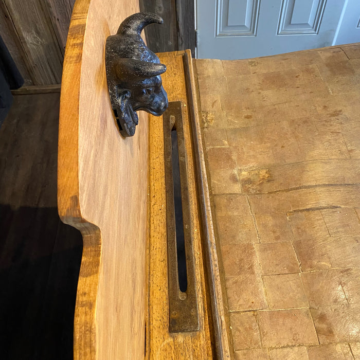 Antique country French Boucherie Billot de Boucher - Butcher's Shop Butcher Block Table with Original Maker's Label
