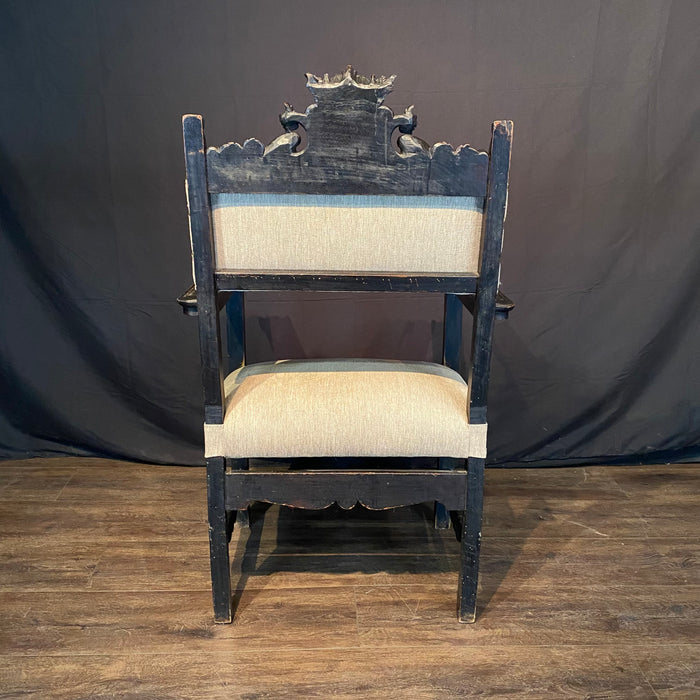 Pair 18th Century British Baroque or Renaissance Revival Armchairs or Fauteuils