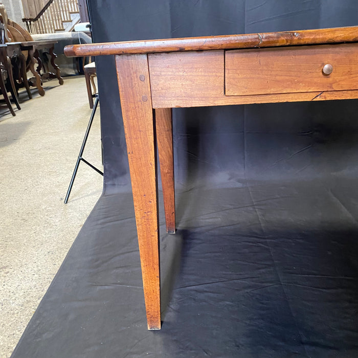 Antique Country French Provincial Farmhouse Harvest Dining Table or Large Console Table with Two Drawers