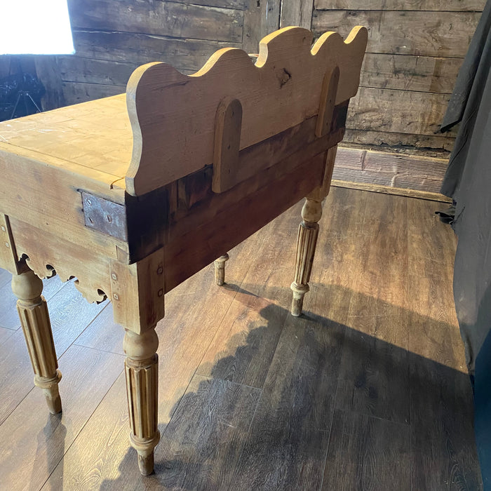 Antique French Butcher’s Block Table With Bull’s Head Mount and Rare Paris Maker's Label Jules Mareschal