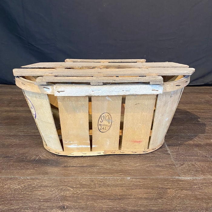 Wooden Fruit Basket with Top from Philippeville, France