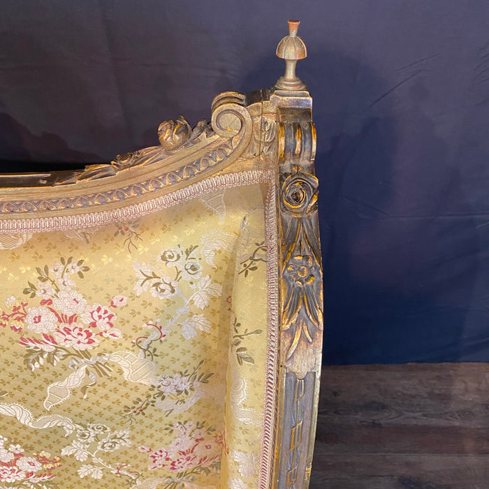 French Louis XVI Early 20th Century Giltwood Wingback Bergere Carved Armchair