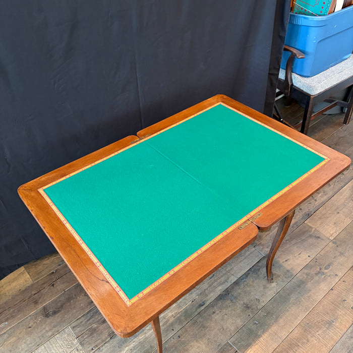 Antique French Louis XV Walnut Marquetry Inlaid Card and Backgammon Table, 19th Century