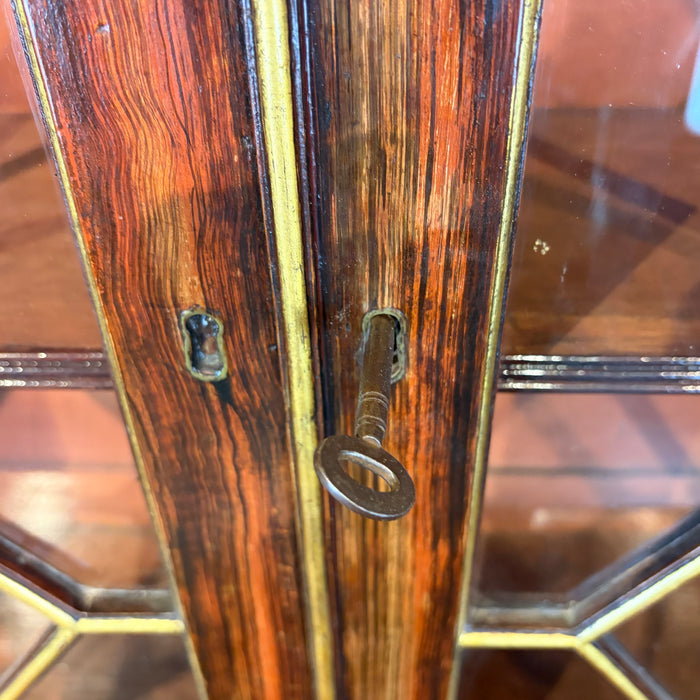 Early 19th Century English Regency Faux Rosewood Secretary Bookcase with Writing Drawer