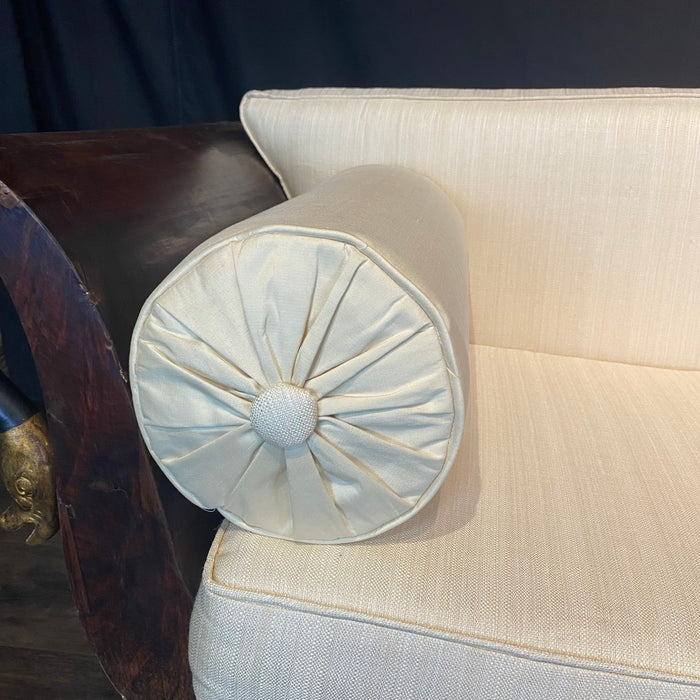 Period French Empire Mahogany and Ebony Gilded Neoclassical Sofa with Carved Gold Swan Figurines