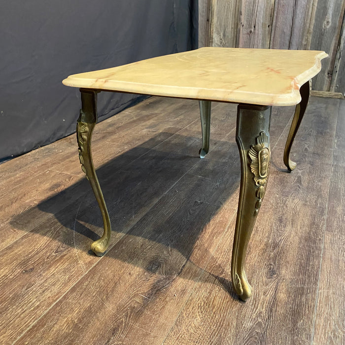 French Louis XV Marble Top Coffee Table Midcentury