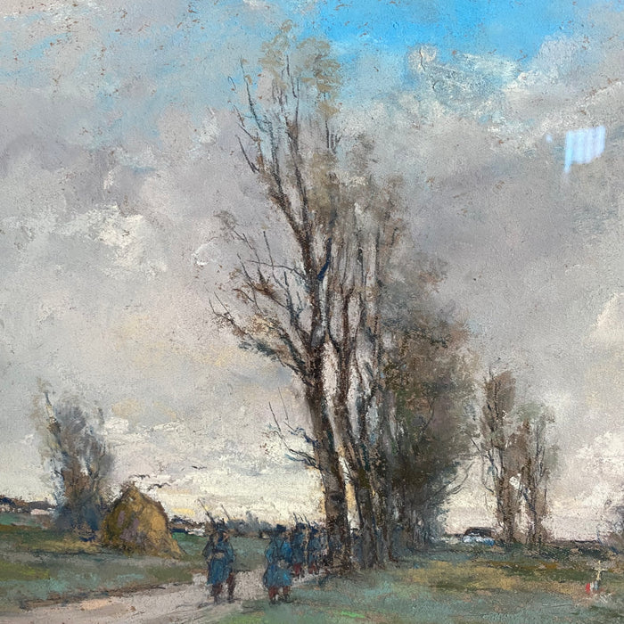 Antique French Painting: Impressionist Landscape from Paris