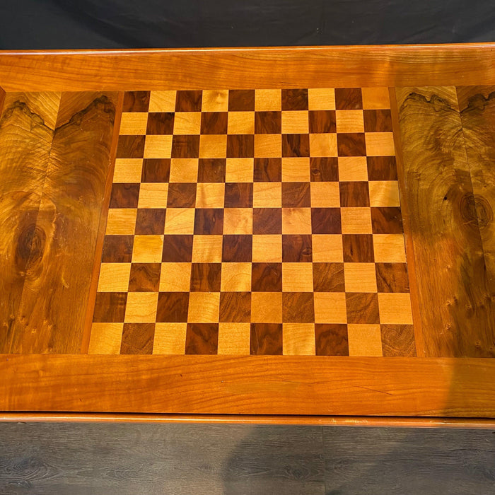 Antique French Inlaid Game Table with Reversible Chessboard Top and Inset Backgammon