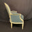 Pair of Antique French Louis XVI Armchairs or Bergere Chairs in Original White Paint and Blue Mohair Upholstery