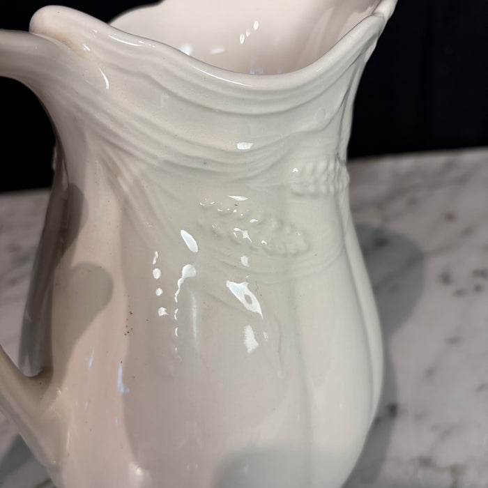 English Ironstone Pitcher with Wheat Motif