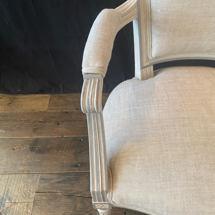 Pair of Antique French Louis XVI Neoclassical Painted Armchairs or Fauteuils