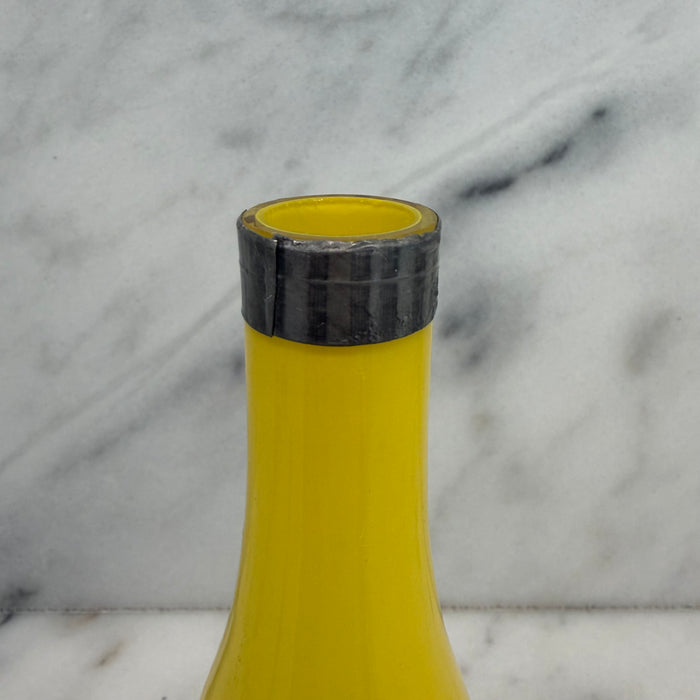 French Art Nouveau Vase Yellow Glass with Pressed Silver Floral Mounts