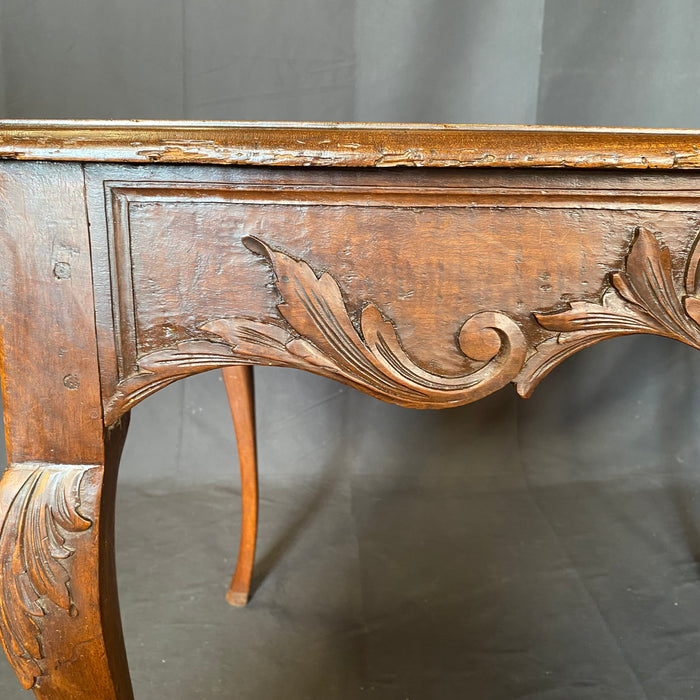 19th Century French Provincial Carved Louis XV Walnut Side Table or Accent Table with Hoof Feet