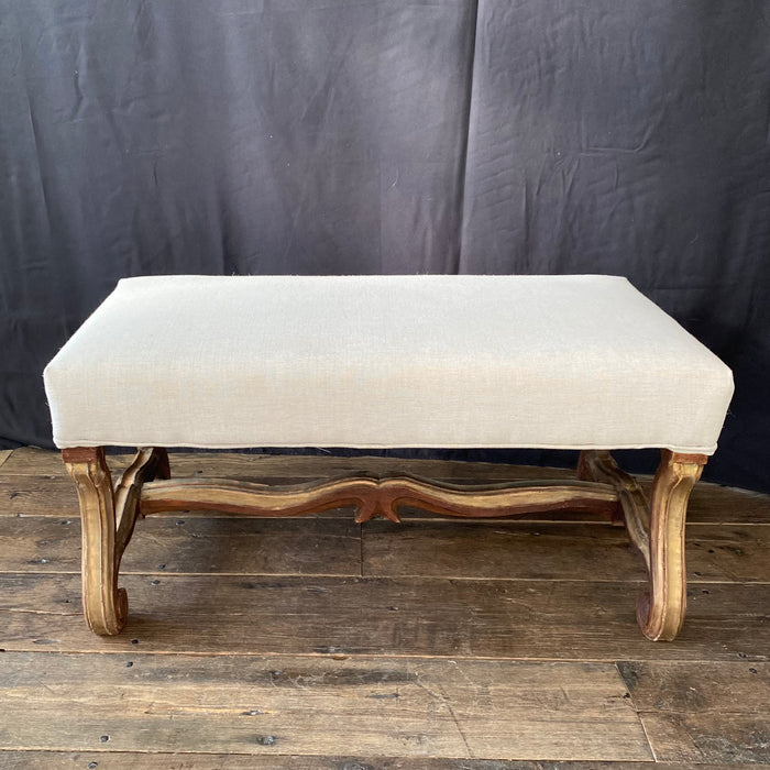 19th Century French Os de Mouton Bench with Original Gilt Accents
