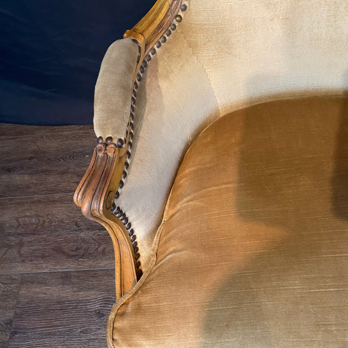 Fine French Pair Louis XV Armchairs or Bergeres with Brass Tacking