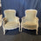 Pair of Period Carved French Louis XV Moss Green Original Mohair Armchairs or Bergeres in Original Paint with Brass Beading