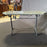 French Marble Top Cafe Table or Bistro Table with Green Stone and Art Nouveau Metal Base by Dohere Avignon