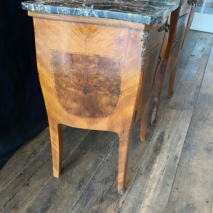 Pair of Antique French Louis XV Marble Top Bedside Cabinets, Nightstands or Side Tables