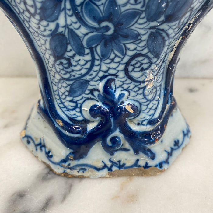 Antique Dutch Delft Blue and White Faience Vase