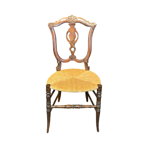 Early Rosewood Side Chair or Accent Chair with Rush Seat
