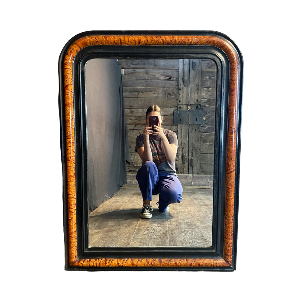 French Louis Philippe Faux Painted Mirror with Original Plate