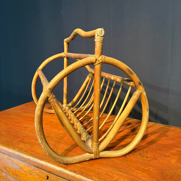 Antique Bent Rattan Cane Magazine Rack
