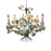 Vintage Italian Style Tole Painted Floral 6-Arm Chandelier With Rose Flowers and Leaves