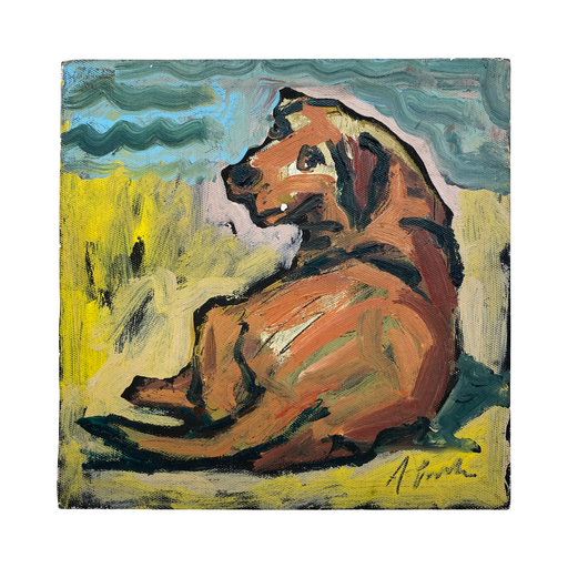 Original Pet Dog Portrait Oil of a Pet Labrador Signed British