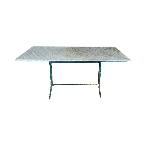 French Marble Top Bistro Table or Cafe Table with Iron Base with Maker's Mark Blanchet Avignon