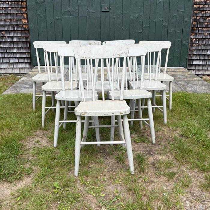 Set of Ten 19th Century Plank Seat Grange Chairs from Maine