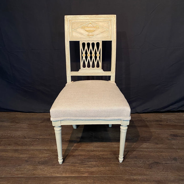 Pair of Early 19th Century French Directoire Period Painted Side Chairs with New Upholstery