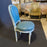 Fine Set of 6 Blue Leather Gold Embossed French Louis XVI Painted Dining Chairs